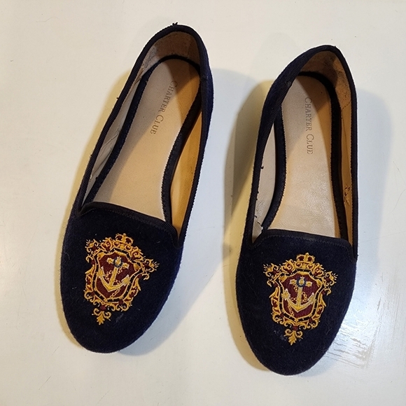 Charter Club navy Femmiie Slip On Smoking Loafers Women's Size 6M - Picture 7 of 13
